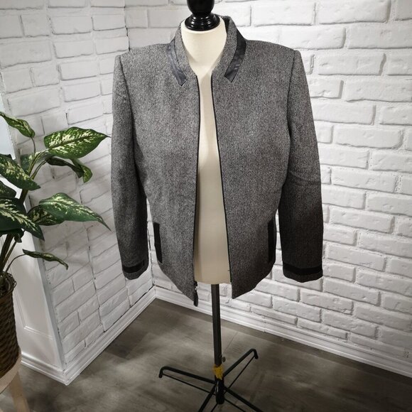 Albert Nipon Ladies Size 10 Black & Dark Grey Fully Lined Wool Blazer - Picture 6 of 12